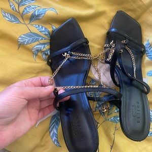 Black chain heels